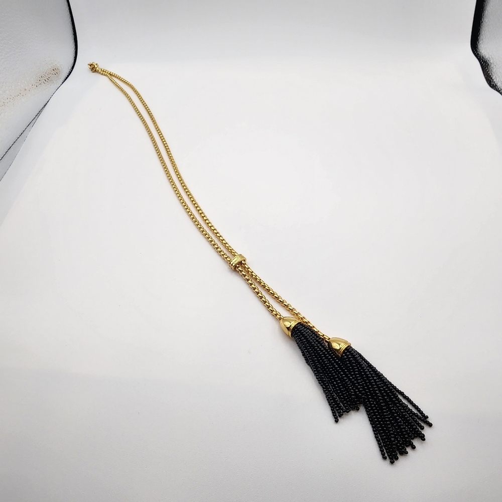 J. Crew Gold Tone and Black Beaded Offset Necklace - Picture 9 of 11